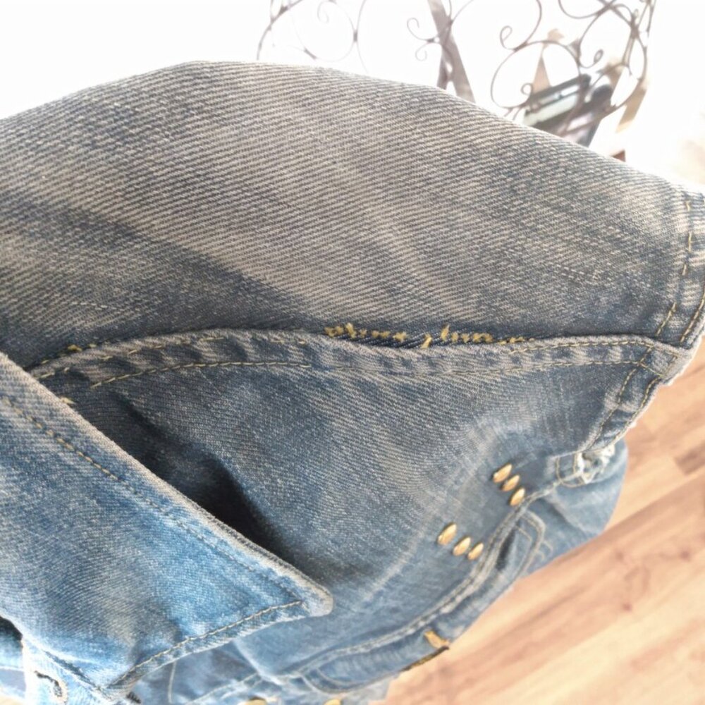 Vintage Denim Jean Jacket Vest Hand Painted XL 46" Chest "Lee Riders" - Picture 9 of 11